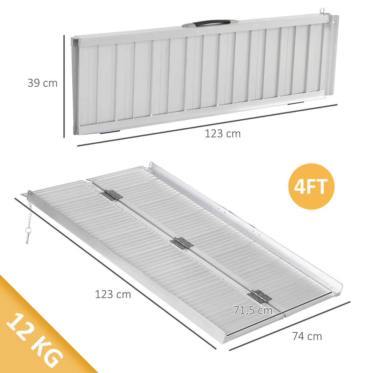 Rampa de carga rampa de acceso para silla de ruedas plegable antideslizante capacidad de carga 270 kg