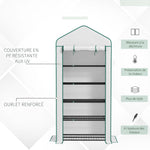Serre de jardin Serre 5 niveaux avec 1 porte enroulable, Bâche en PE Renforcée Résistante dim. 90L x 49l x 193H cm