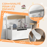 Coffre à jouets pour enfants 2 en 1 et banc avec dossier et accoudoirs - vérin pneumatique 68,5L x 34l x 58H cm