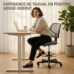 Chaise bureau ergonomique, fauteuil de bureau avec repose-pieds, chaise à dessin en maille, hauteur réglable, gris foncé