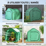 Mini serre pop-up petite serre légumes plante fleurs avec porte à fermeture éclair en PE 150 x 148 x 148 cm vert