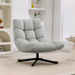Fauteuil salon sans accoudoirs, chaise pivotante en tissu chenille, assise large, 75 x 95 x 90 cm gris clair