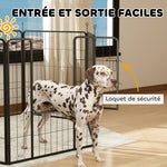 Parc pour chien, enclos chien 6 panneaux modulable et pliable, portable en acier avec porte 80 x 100 gris