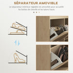 Meuble à chaussures 4 abattants 20 paires étagère réglable style bohème pieds en bois massif 105 x 24 x 97,5 cm naturel