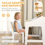 Ensemble bureau et chaise pour enfant 3 à 8 ans avec compartiments et étagères ouverts, blanc