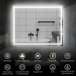 Miroir salle de bain LED bluetooth 80 x 100 cm interrupteur tactile lumière réglable 3 couleurs anti-buée mémoire argent