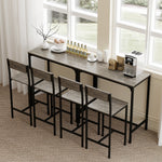 Ensemble table de bar avec tabourets, table à manger debout avec 2 chaises de bar, repose-pieds et dossiers, gris