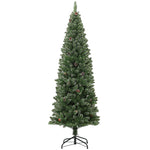 Albero di Natale artificiale 180 cm, albero di Natale slim con supporto in acciaio pieghevole, 618 rami, verde