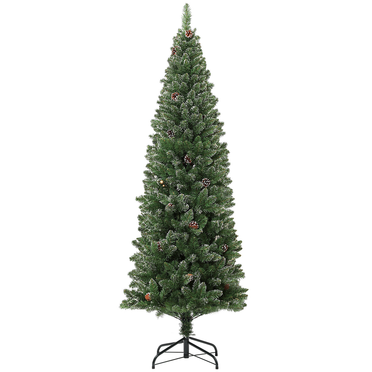 Albero di Natale artificiale 180 cm, albero di Natale slim con supporto in acciaio pieghevole, 618 rami, verde