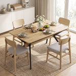 Mesa de comedor extensible para 4 a 6 personas, 130-170 cm, mesa de cocina rectangular, bordes redondeados, roble