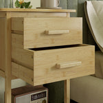 Lot de 2 tables de chevet table de nuit en bambou avec 2 tiroirs et 1 étagère 40 x 34 x 60 cm naturel