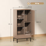Buffet meuble de rangement avec placard à portes, tiroir, 3 compartiments ouverts et étagères réglables, gris