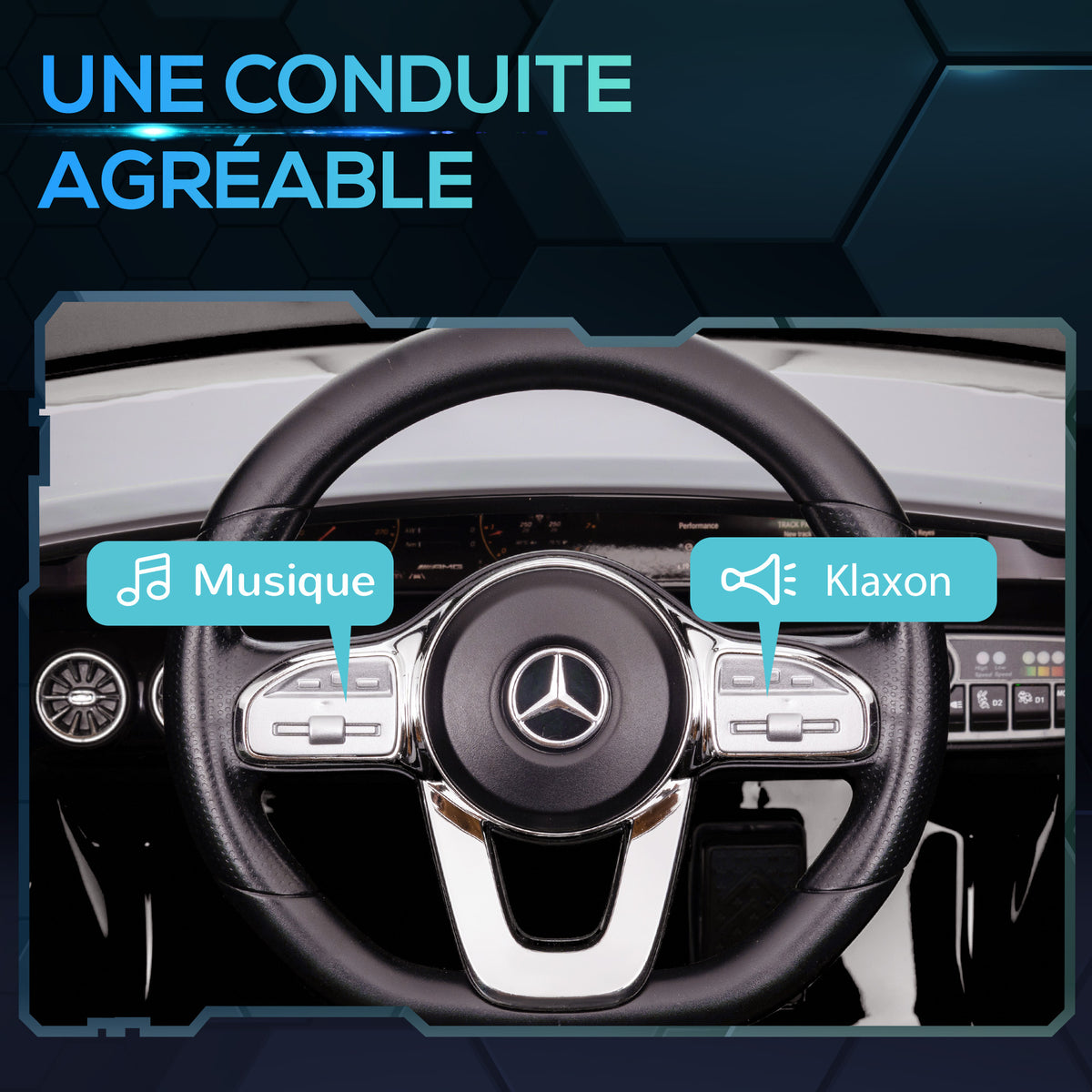 Elektrische kinderauto Mercedes-Benz AMG CLA 45, afstandsbediening, instelbare snelheid (3-5 km/u), led-koplampen, muziek, zwart
