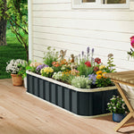 Jardinière surélevée en acier galvanisé, lit de jardin avec gants et bords pliés, 165 x 52 x 31 cm, gris foncé-8