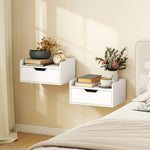 Lot de 2 tables de chevet murales tables de nuit suspendues tiroir plateau aspect bois dim. 40L x 30l x 19,5H cm