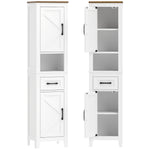 Meuble de salle de bain, meuble de rangement, 2 portes, tiroir, compartiment ouvert et étagères réglables, blanc