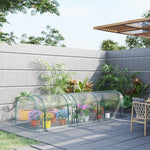 Mini serra da giardino, mini serra a tunnel, serra per pomodori 3,5L x 1l x 0,8A m, acciaio, PVC anti-UV, 3 finestre