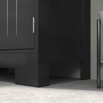 Meuble Bas de Salle de Bain Multi-rangements Grande Niche 2 tiroirs Placard Double Porte avec étagère Noir