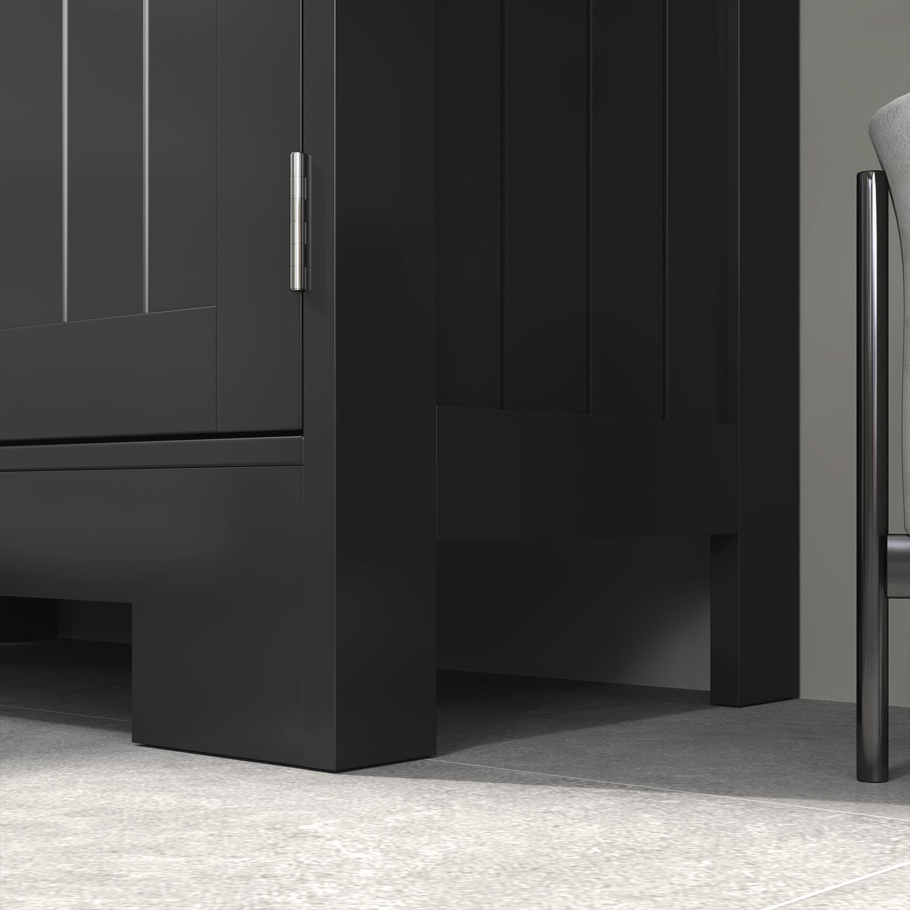 Meuble Bas de Salle de Bain Multi-rangements Grande Niche 2 tiroirs Placard Double Porte avec étagère Noir