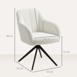 Fauteuil de salon pivotant capitonné grand confort piètement en acier et tissu effet polaire teddy blanc