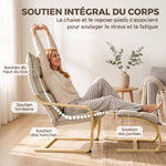 Fauteuil de Salon avec Repose-Pied, Fauteuil d'Appoint en Lin, Assise Large, Dossier Haut, Bascule Douce, Beige