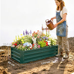 Lot de 2 Carrés Potagers de Jardin Rectangulaires, Tôle d'Acier Ondulée, 120 x 60 x 30,5 cm, Vert Foncé