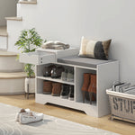 Mueble zapatero y banco con 1 cajón y 3 compartimentos, capacidad 5 pares, MDF, 76,5L x 30P x 52A cm