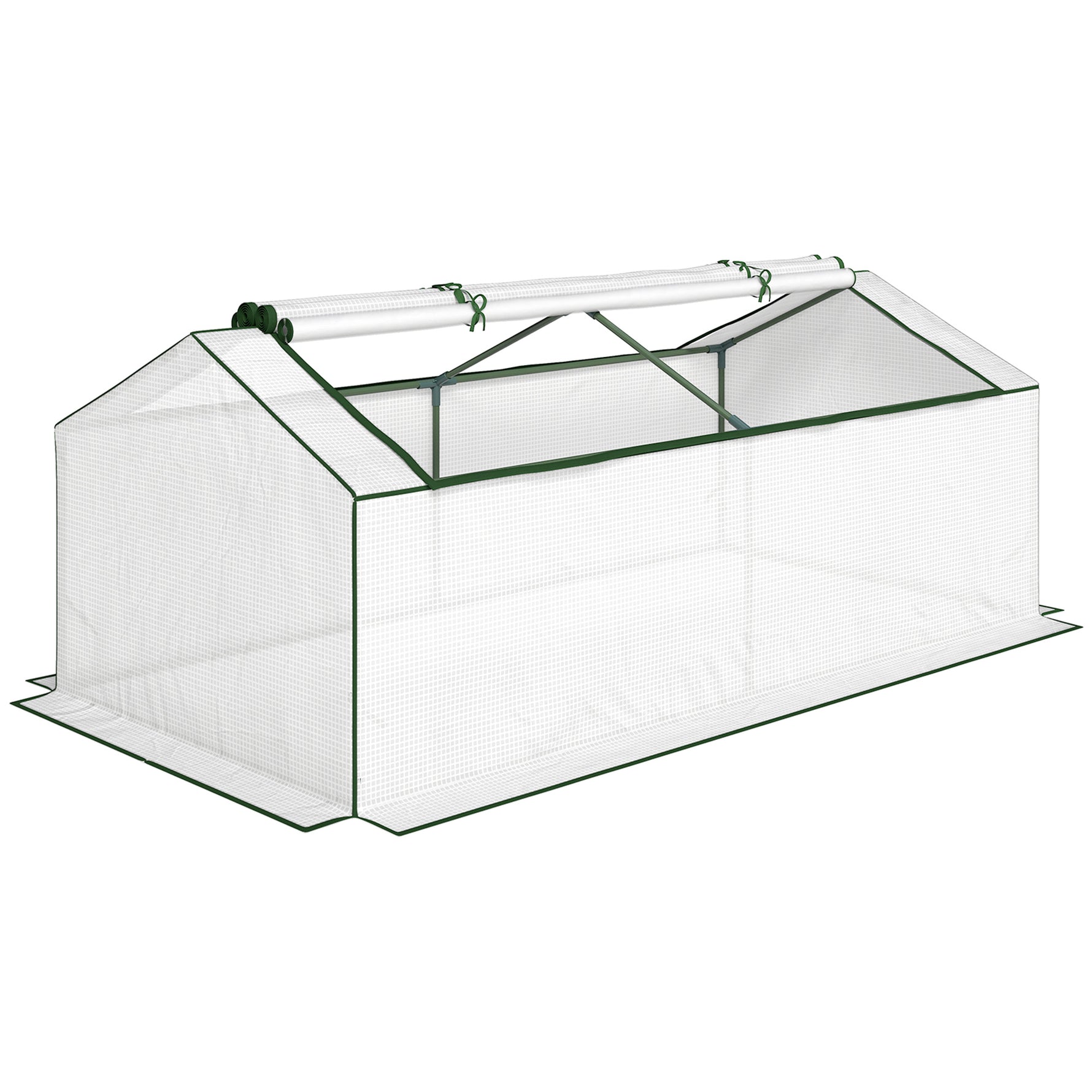 Mini Serre de Jardin à Toit Pointu, Fenêtre avec Moustiquaire Intégrée, Métal Thermolaqué, 180 x 90 x 70 cm, Blanc