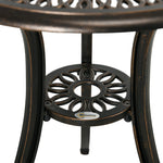 Ensemble Salon de Jardin 2 Places 2 chaises + Table Ronde style charme rétro en fonte d'aluminium, bronze