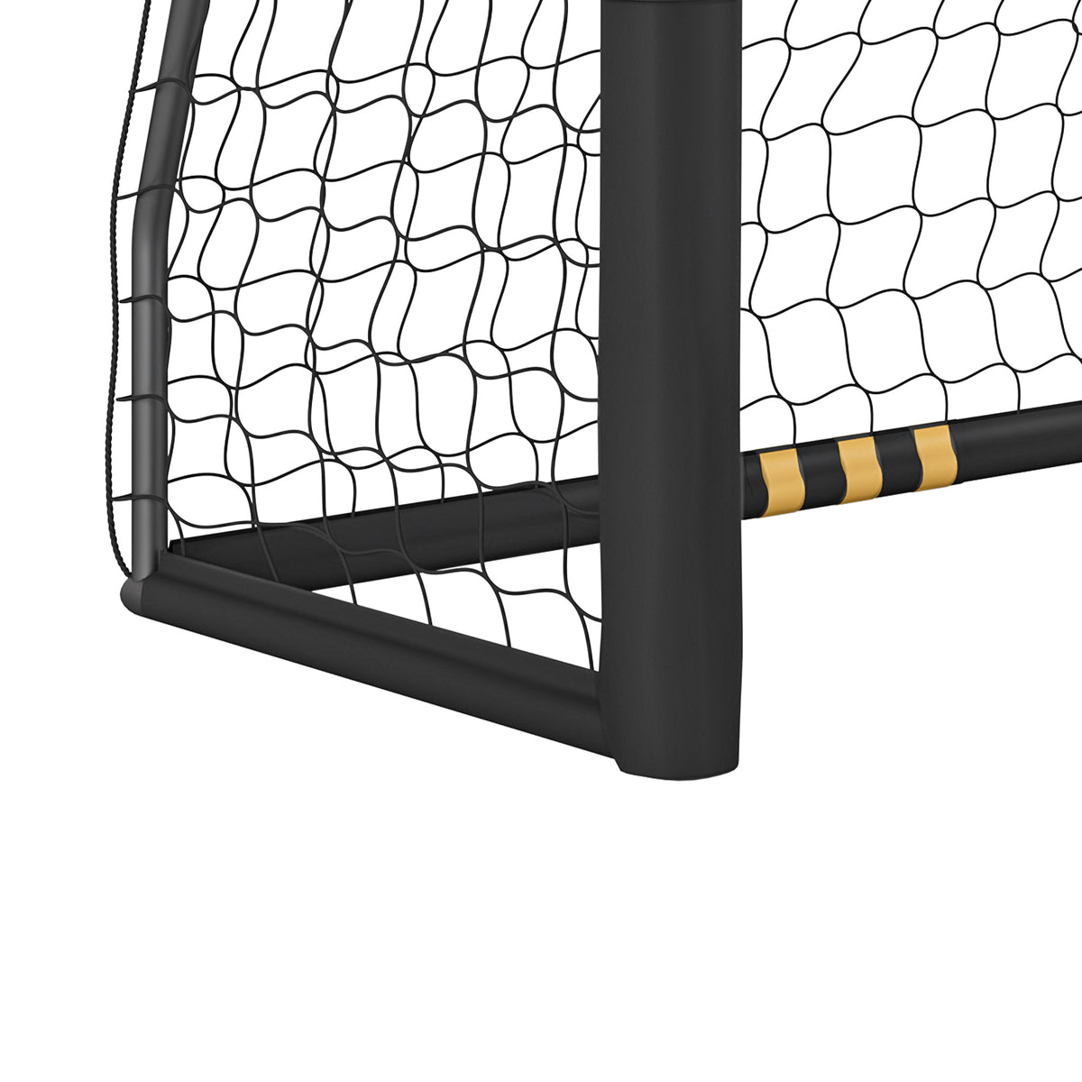 Futbol-atea babes-aparrarekin, lurreko 6 piketarekin eta PE sarearekin, 240x85x160cm, horia