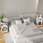 Lot de 2 tables de chevet, table de nuit avec compartiments ouverts, design arqué, 40 x 30 x 60 cm, blanc