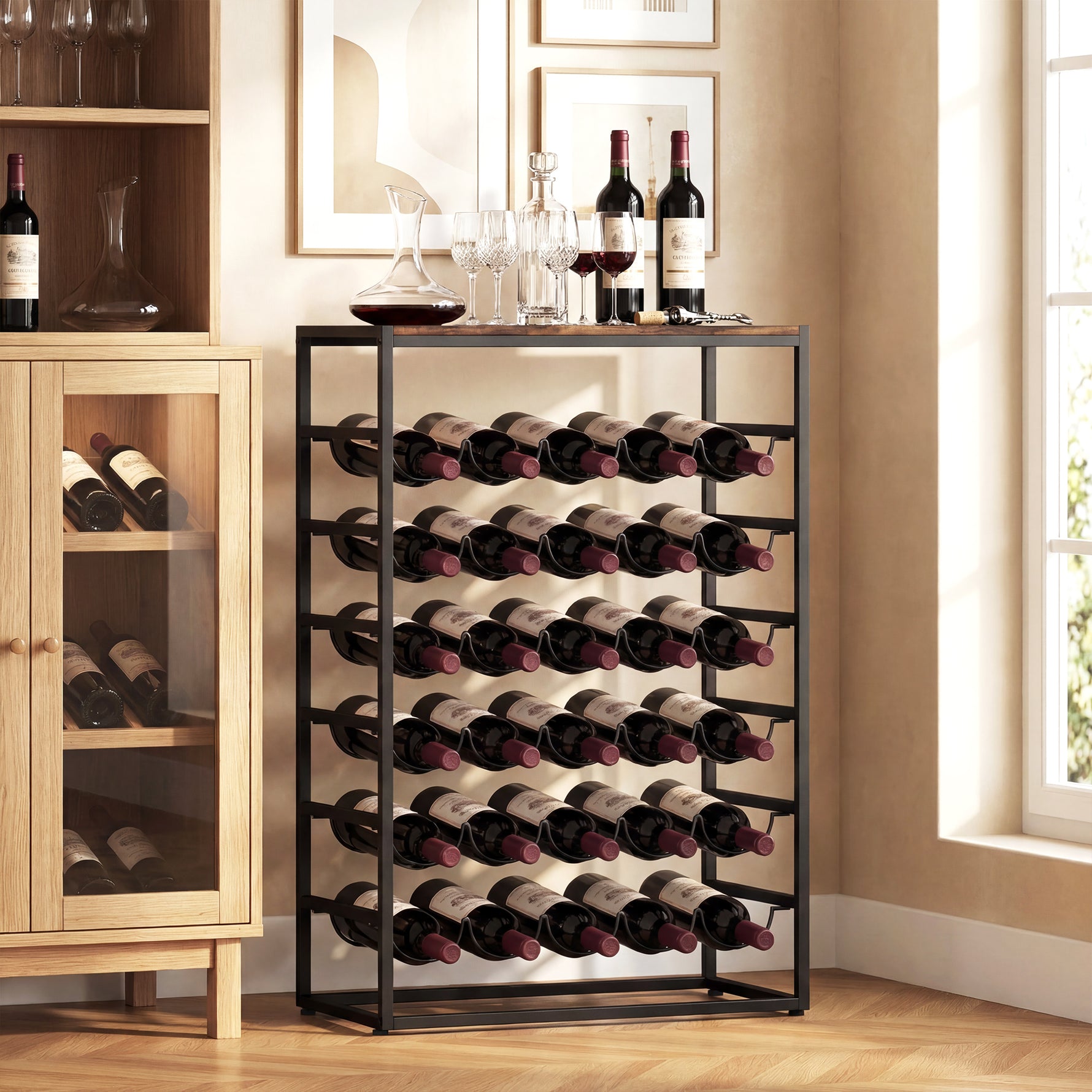 Casier à bouteilles pour 30 bouteilles, étagère à vin avec 6 niveaux, style industriel, 59x30x88,5cm, brun rustique