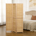 Paravento in legno divisorio pieghevole 3 pannelli in bambù 120 x 170 cm naturale chiaro
