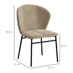 Set di 2 sedie da pranzo con seduta imbottita in tessuto effetto lino, gambe in acciaio stabili, design moderno, marrone chiaro