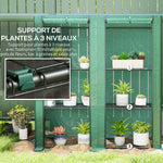 Serre de jardin avec étagères métalliques à 3 niveaux serre de balcon couverture PE toit incliné 144 x 48 x 152 cm vert