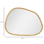 Miroir mural miroir décoratif forme organique avec cadre en bois horizontal ou vertical 80 x 60 cm naturel
