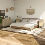 Table de chevet avec placard et étagère porte rotin tissé 1 tiroir design bohème - 40 x 40 x 68,5 cm naturel