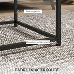 Lot de 2 tables gigognes tables basses carrées tables de salon cadre en acier et plateaux en panneaux de particules