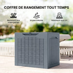 Coffre de Rangement Extérieur 97L avec Poignées Encastrées, Malle de Rangement Extérieur Étanche, 56x41x50cm, Gris Clair