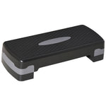 Stepper aerobic fitness hauteur reglable 2 niveaux surface antiderapante PP 68 x 29 x 15 cm noir et gris