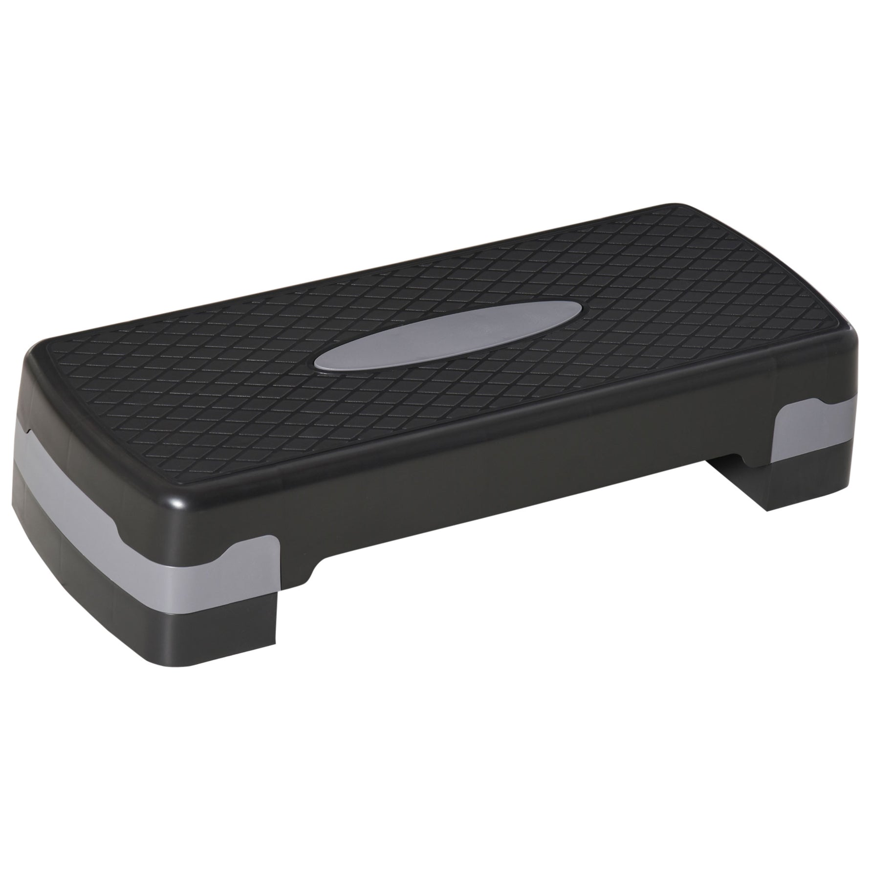 Stepper aerobic fitness hauteur reglable 2 niveaux surface antiderapante PP 68 x 29 x 15 cm noir et gris