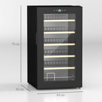 Vinoteca 24 botellas 65L de alto rendimiento, temperatura regulable 5-20°, con luz LED, panel de control táctil, negro