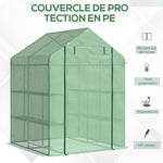 Serre de Jardin avec Étagères 3 Niveaux, Petite Serre de Balcon en Bâche PE 140 g/㎡ Renforcée 143 x 138 x 190 cm, Vert