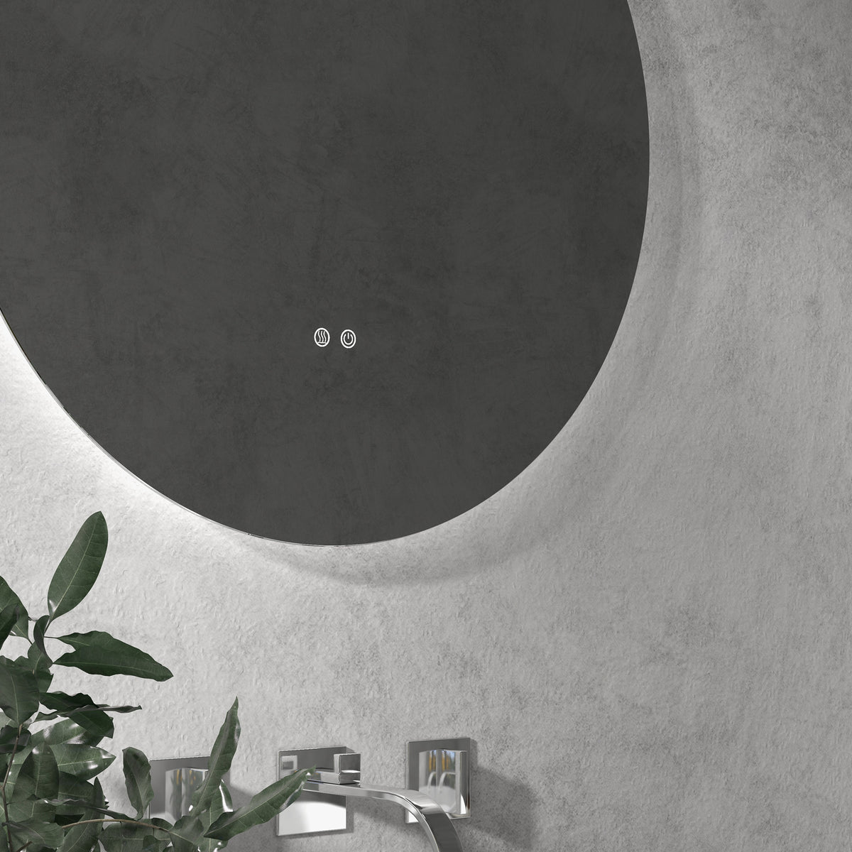 Miroir rond lumineux LED de salle de bain Ø 60 cm mural avec éclairage interrupteur tactile système antibuée  29 W gris
