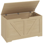 Coffre de rangement, banc de rangement avec couvercle rabattable et charnières de sécurité, 80 x 40 x 45 cm, bois naturel
