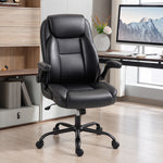 Office chair with flip-up armrests, ergonomic desk chair, adjustable height, rocking function, black