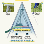 Balançoire Portique Enfants 5 en 1 avec Toboggan, 3 Balançoire, Face à Face, Hauteur Réglable, 3-8 ans, Multicolore