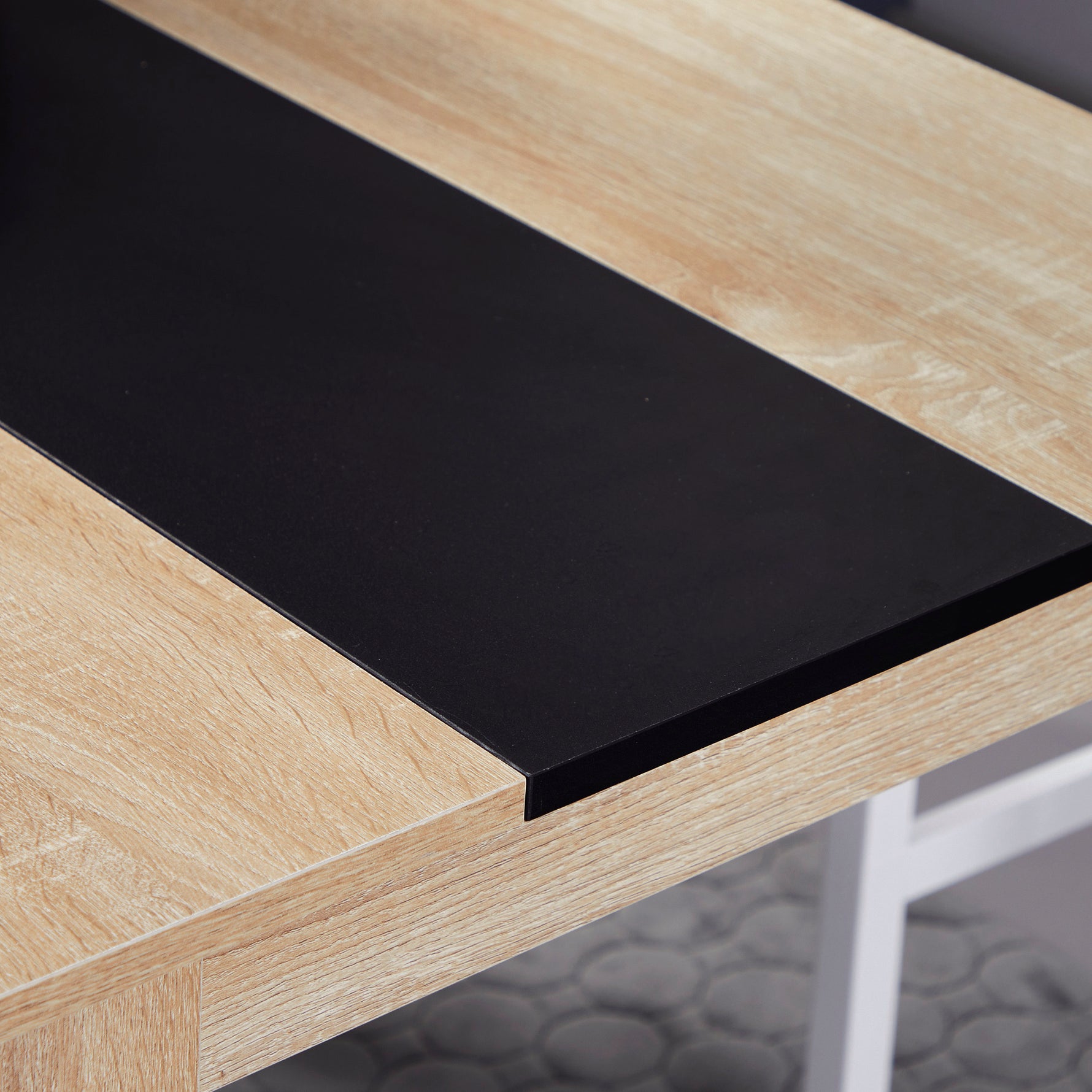 Ensemble Banc et Table à manger design moderne - grand plateau - assise confortable - en bois noir et naturel