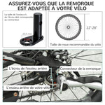Remorque vélo pour chien animaux 8 réflecteurs drapeau barre attelage inclus acier polyester imperméable max. 30 Kg 130L x 73l x 90H cm bleu