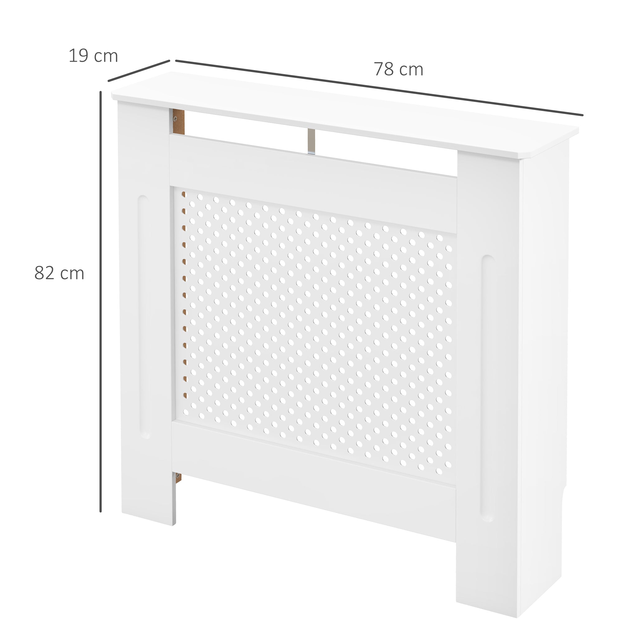 Erradiadore-estalkia, erradiadore-tapakia, erradiadore-babesa, sare biribila, 78L x 19l x 82H cm, egur zuria